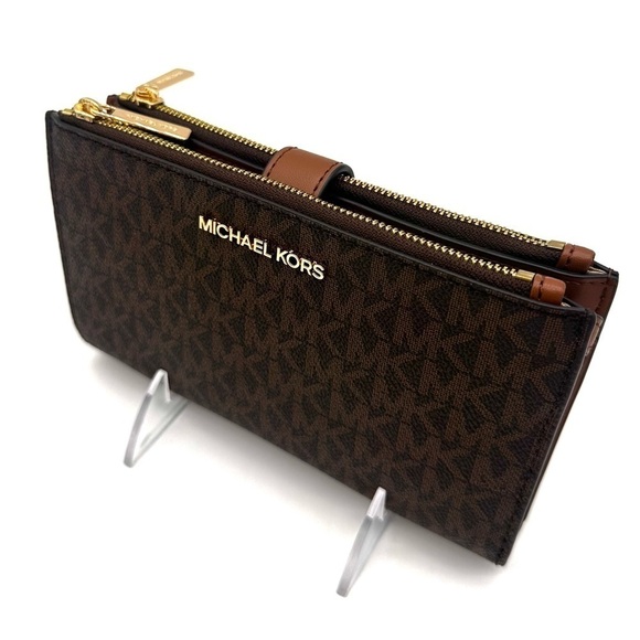 Michael Kors Large Double Zip Wallet Wristlet Brown - Picture 7 of 10